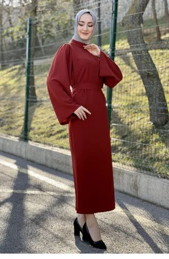 Brick Red Hijab Dress 5440END.KRT