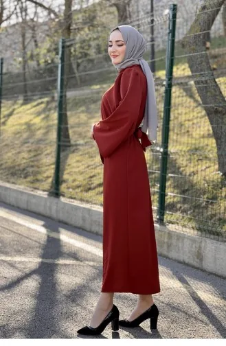 Brick Red Hijab Dress 5440END.KRT