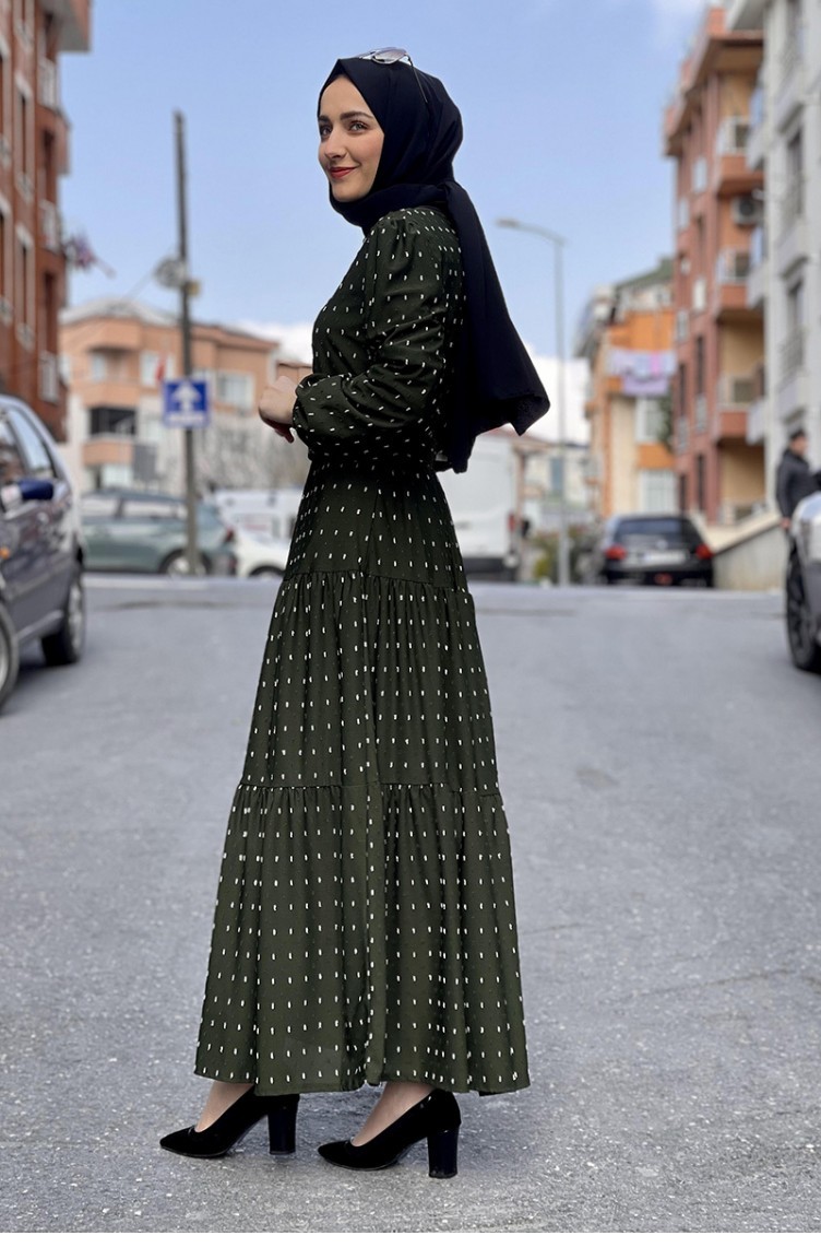 Layered Gown Dress With Belt & Hijab Abaya Dress - Mushkiya - 3731803