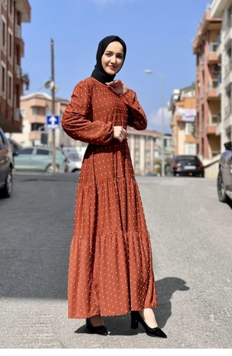 Brick Red Hijab Dress 5453END.KRT