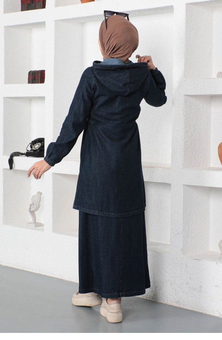 Dark Blue Jeans Suit 14084 Sefamerve