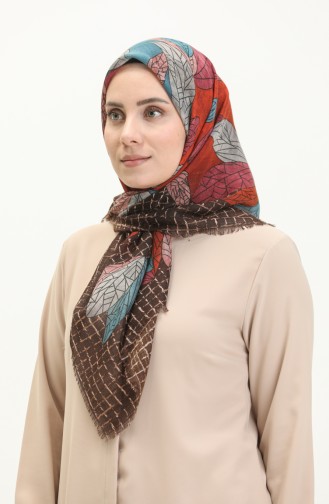Gemustertes Kopftuch 13209-02 Braun-Rosa 13209-02