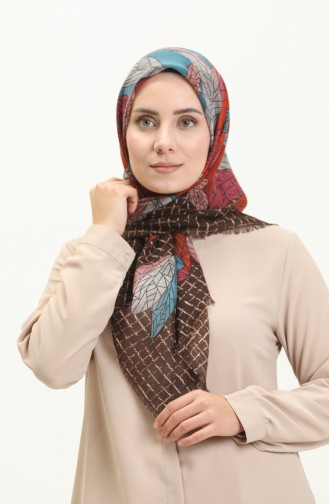 Gemustertes Kopftuch 13209-02 Braun-Rosa 13209-02