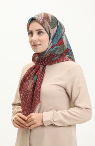 Patterned Scarf 13209-07 Claret Red Petrol 13209-07