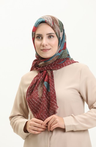 Patterned Scarf 13209-07 Claret Red Petrol 13209-07