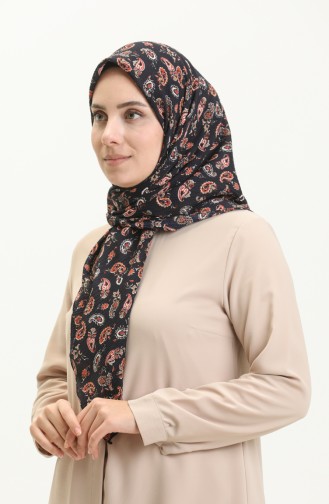 Patterned Mio Jazz Scarf 13216-03 Dark Blue Brick Red 13216-03
