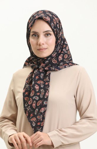 Patterned Mio Jazz Scarf 13216-03 Dark Blue Brick Red 13216-03