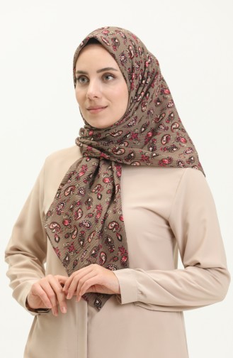 Desenli Mio Caz Eşarp 13216-09 Vizon Fuşya