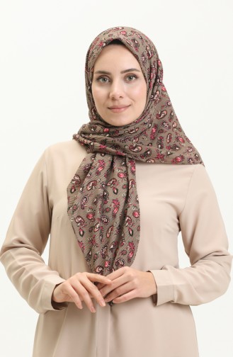 Desenli Mio Caz Eşarp 13216-09 Vizon Fuşya