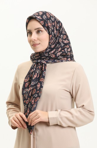 Patterned Mio Jazz Scarf 13216-17 Navy Blue Cinnamon Color 13216-17