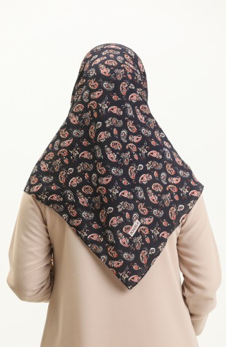 Patterned Mio Jazz Scarf 13216-17 Navy Blue Cinnamon Color 13216-17