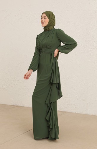 Khaki Hijab Evening Dress 5718-08