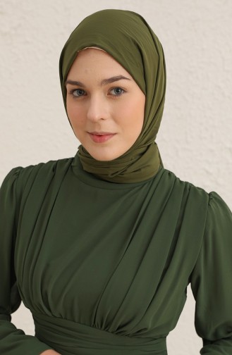 Pile Detaylı Abiye Elbise 5718-08 Haki