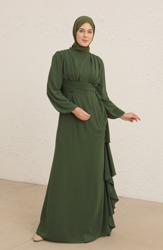 Khaki Hijab Evening Dress 5718-08