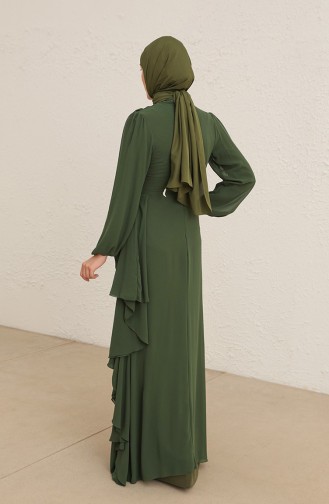 Khaki Hijab Evening Dress 5718-08