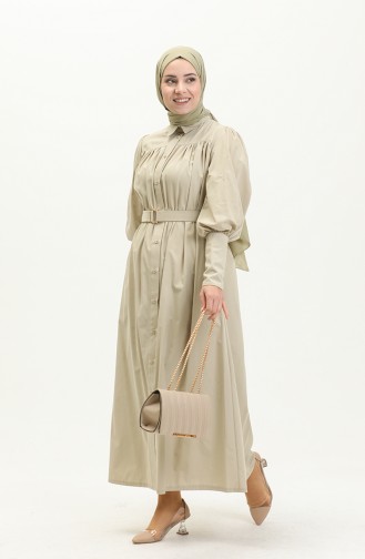 Kleid mit Gürtel 0010-01 Khaki 0010-01