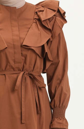 Kleid mit Volantdetail 0006-03 Braun 0006-03