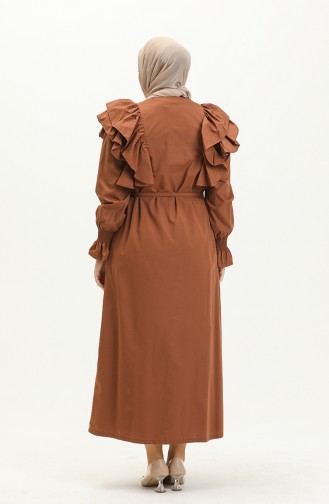 Kleid mit Volantdetail 0006-03 Braun 0006-03
