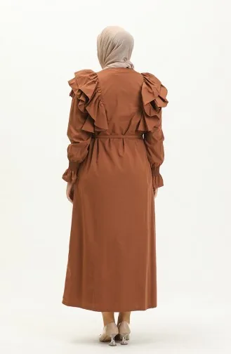 Kleid mit Volantdetail 0006-03 Braun 0006-03
