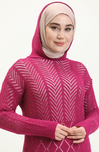Pull Tricot à Capuche Perforé 1091-02 Plum 1091-02