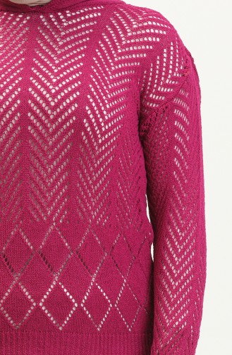 Pull Tricot à Capuche Perforé 1091-02 Plum 1091-02