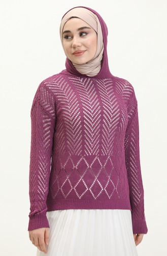 Hooded Perforated Sweater 1091-04 Purple 1091-04