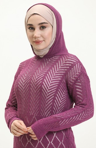 Hooded Perforated Sweater 1091-04 Purple 1091-04