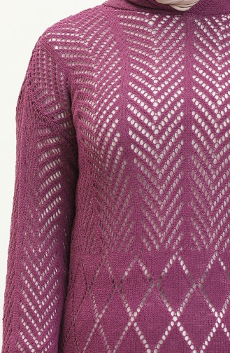 Hooded Perforated Sweater 1091-04 Purple 1091-04