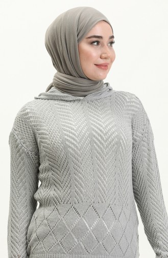 Pull Tricot à Capuche 1091-05 Gris 1091-05