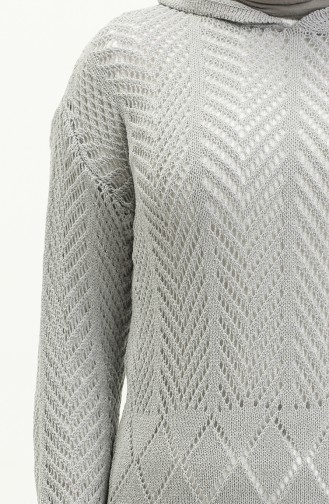 Pull Tricot à Capuche 1091-05 Gris 1091-05