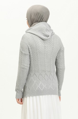 Pull Tricot à Capuche 1091-05 Gris 1091-05