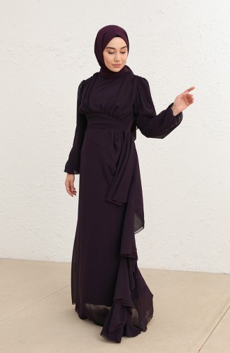 Dark Purple İslamitische Avondjurk 5718-12