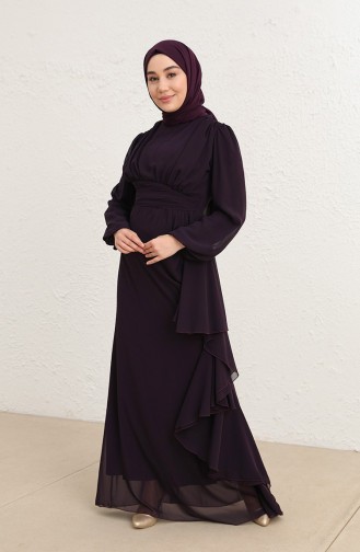 Dark Purple Hijab Evening Dress 5718-12