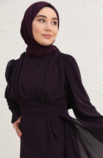 Dark Purple Hijab Evening Dress 5718-12