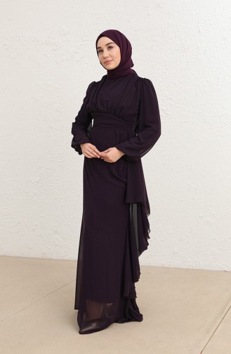 Dark Purple İslamitische Avondjurk 5718-12