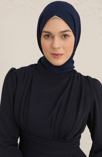 Navy Blue Hijab Evening Dress 5718-11