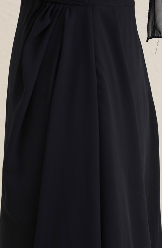 Navy Blue Hijab Evening Dress 5718-11