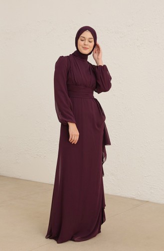 Purple Hijab Evening Dress 5718-09