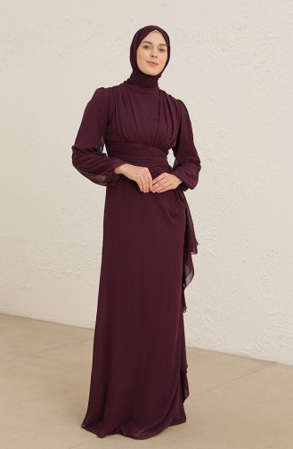 Purple Hijab Evening Dress 5718-09