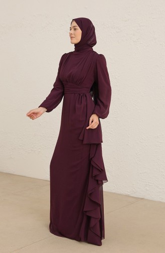 Purple Hijab Evening Dress 5718-09