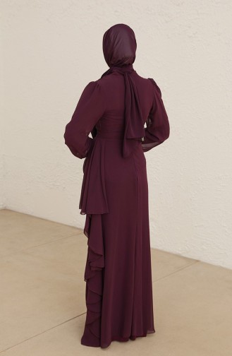 Purple Hijab Evening Dress 5718-09