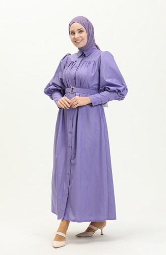 Kleid mit Gürtel 0010-02 Violett 0010-02