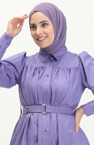 Kleid mit Gürtel 0010-02 Violett 0010-02