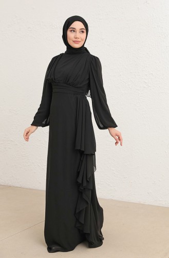 Black Hijab Evening Dress 5718-15