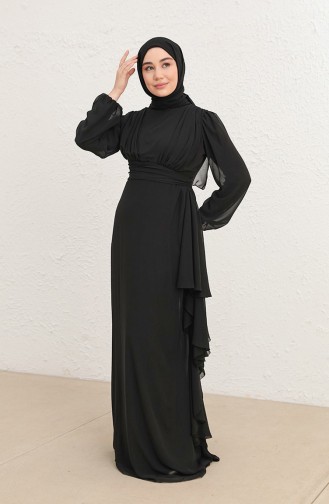 Black Hijab Evening Dress 5718-15