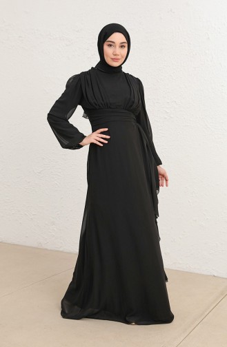 Black Hijab Evening Dress 5718-15