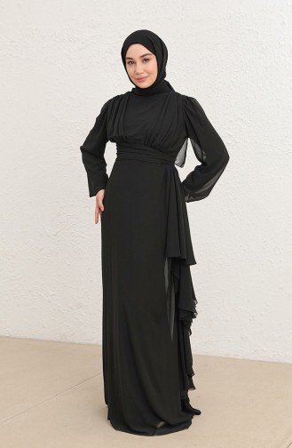 Black Hijab Evening Dress 5718-15