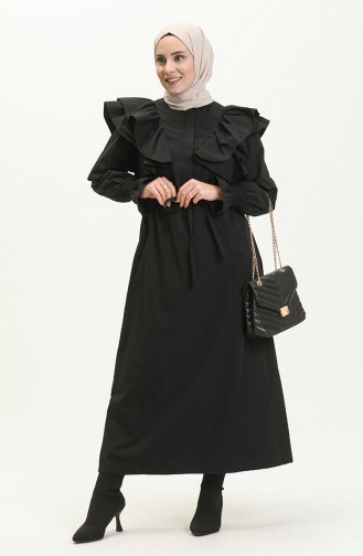 Ruffle Detailed Dress 0006-01 Black 0006-01