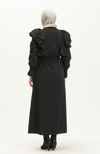 Ruffle Detailed Dress 0006-01 Black 0006-01