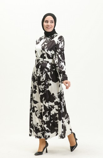 Belted Satin Dress 0008-03 Black 0008-03